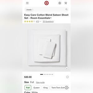 ROOM ESSENTIALS Easy Care White Sheet Set